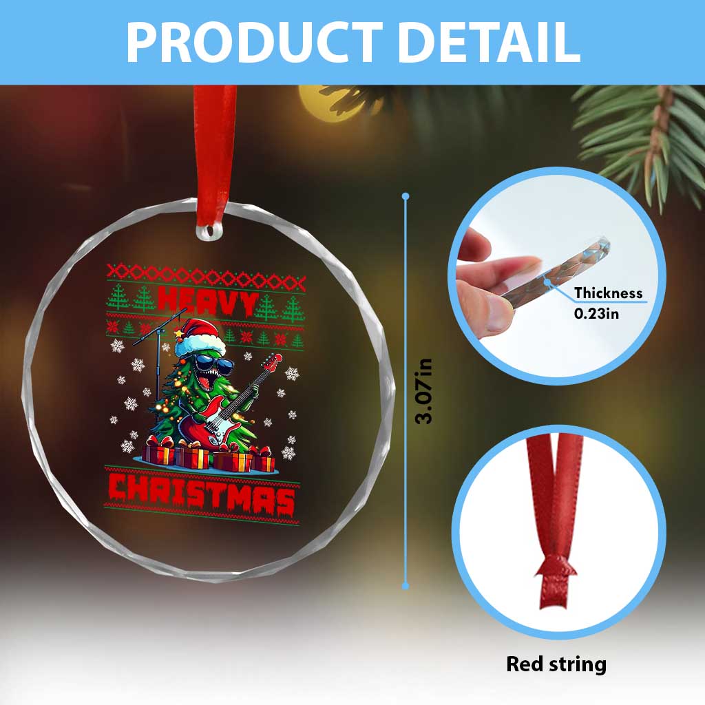 Funny Heavy Xmas Rock Band Guitarist Crystal Glass Ornament TS09