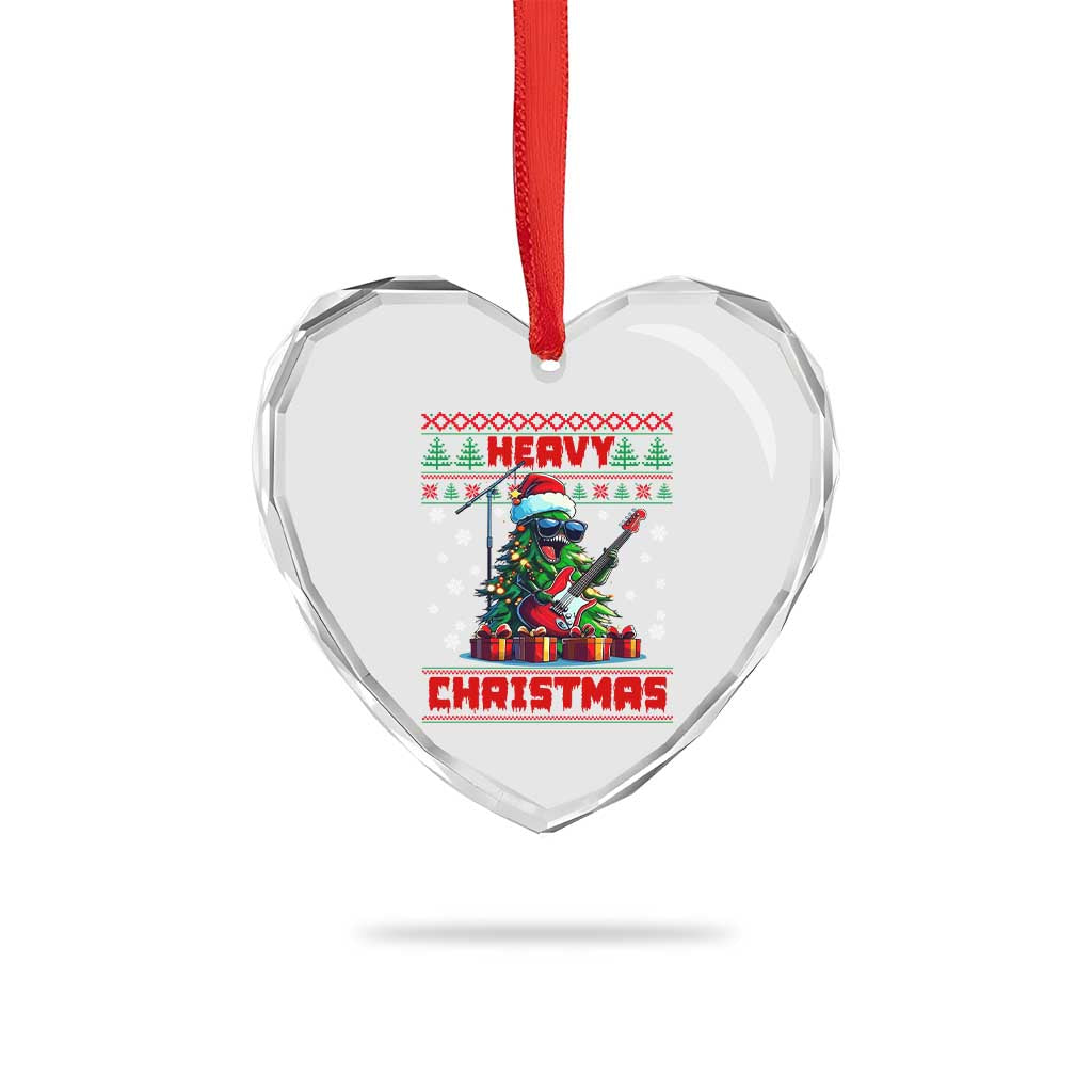 Funny Heavy Xmas Rock Band Guitarist Heart Crystal Glass Ornament - Wonder Print Shop