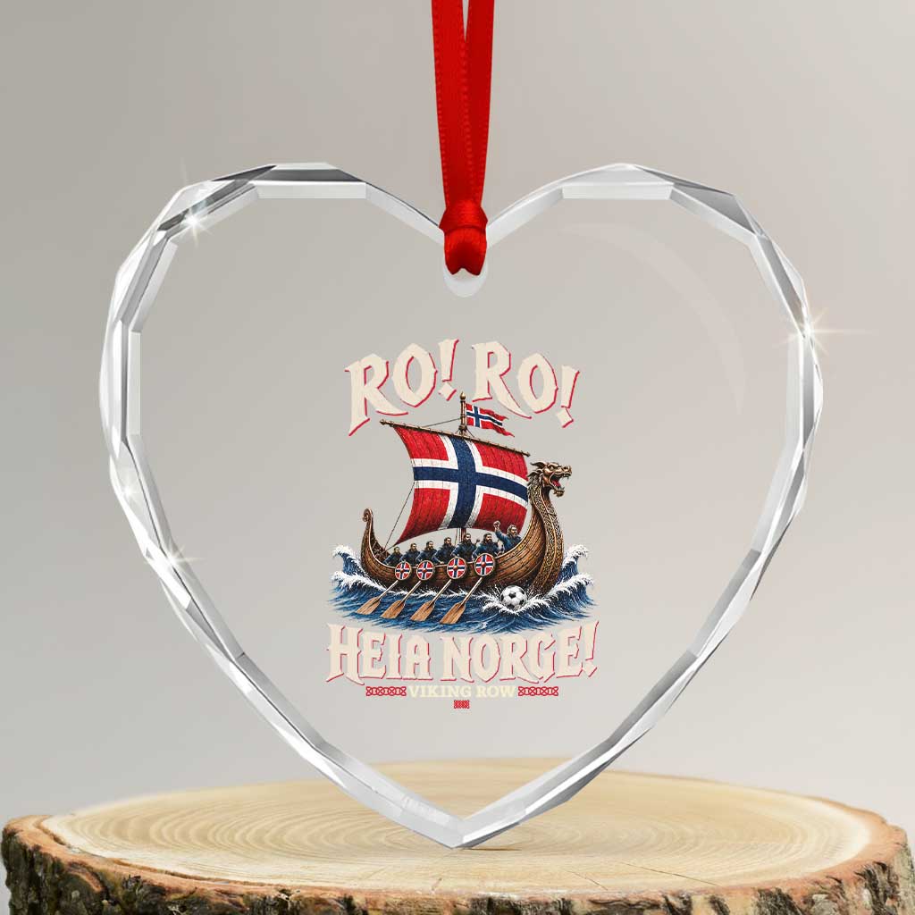 Funny Heia Norge Soccer Viking Row Heart Crystal Glass Ornament Ro Ro Norway Football Fans Norwegian Pride