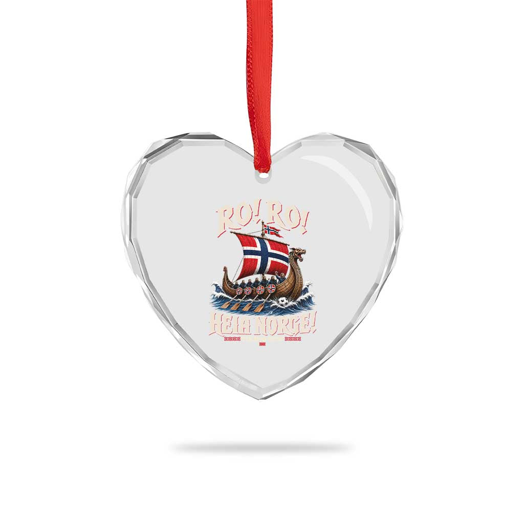 Funny Heia Norge Soccer Viking Row Heart Crystal Glass Ornament Ro Ro Norway Football Fans Norwegian Pride