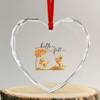 Funny Hello Fall Thanksgiving Golden Retriever Heart Crystal Glass Ornament - Wonder Print Shop