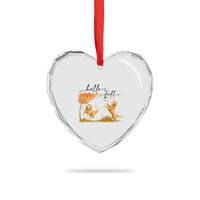 Funny Hello Fall Thanksgiving Golden Retriever Heart Crystal Glass Ornament - Wonder Print Shop