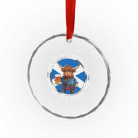Funny Highland Cow in Kilt Drinking Crystal Glass Ornament We'll Be Coming Scottish Pride Football Fans - Wonder Print Shop