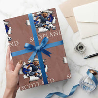 Funny Highland Cow in Kilt Footballer Wrapping Paper Roll We'll Be Coming Scottish Pride Football Fans - Wonder Print Shop