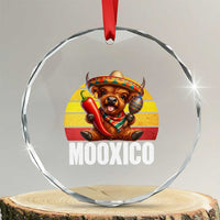 Funny Highland Cow MooXico Crystal Glass Ornament Cinco De Mayo Fiesta Party