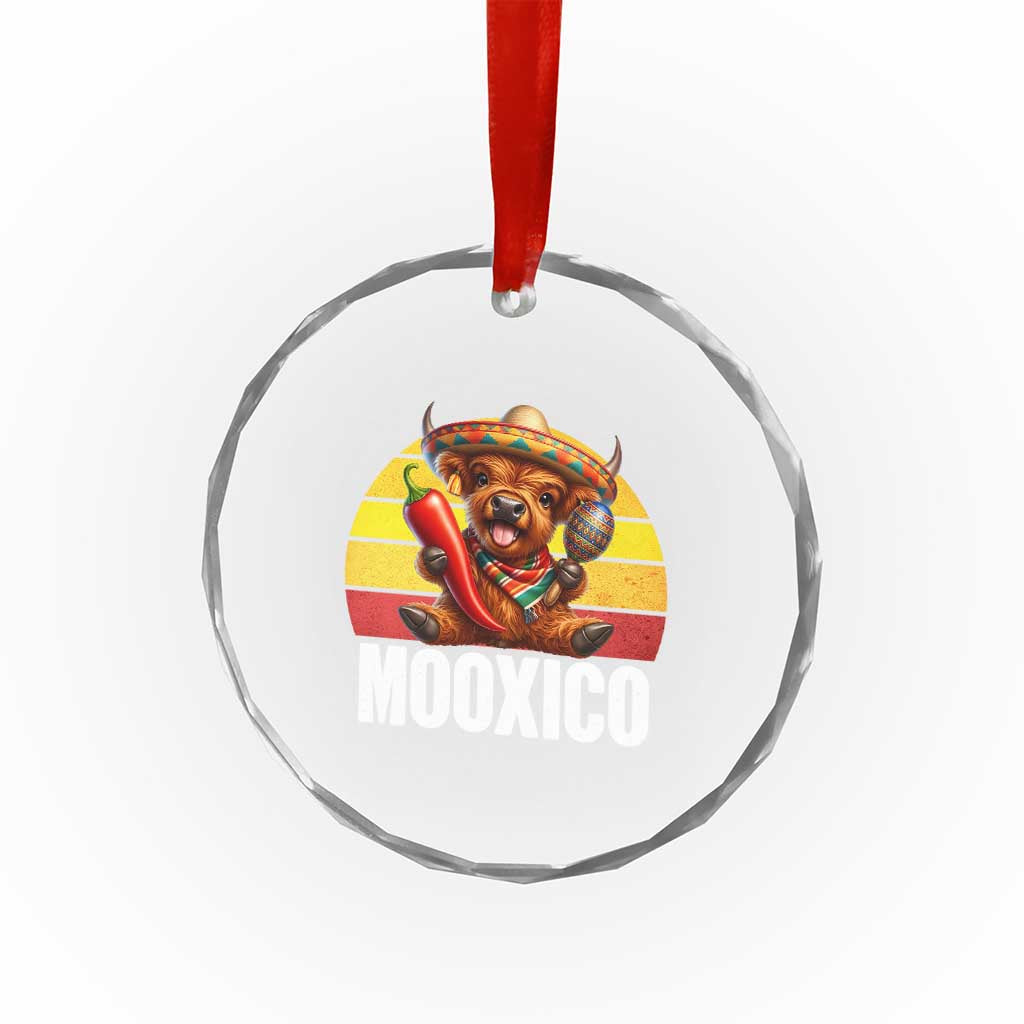 Funny Highland Cow MooXico Crystal Glass Ornament Cinco De Mayo Fiesta Party