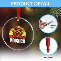Funny Highland Cow MooXico Crystal Glass Ornament Cinco De Mayo Fiesta Party