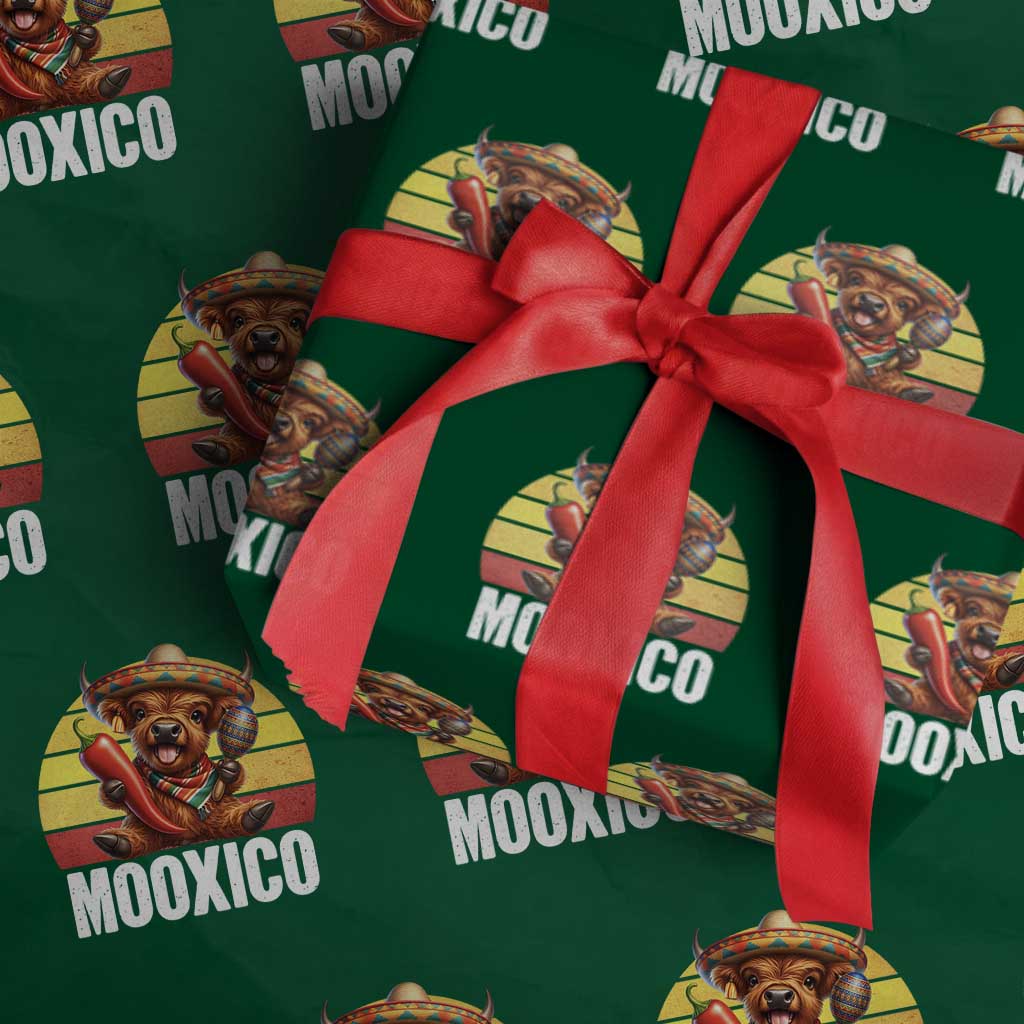 Funny Highland Cow MooXico Wrapping Paper Roll Cinco De Mayo Fiesta Party