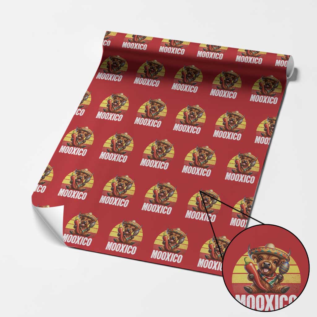 Funny Highland Cow MooXico Wrapping Paper Roll Cinco De Mayo Fiesta Party