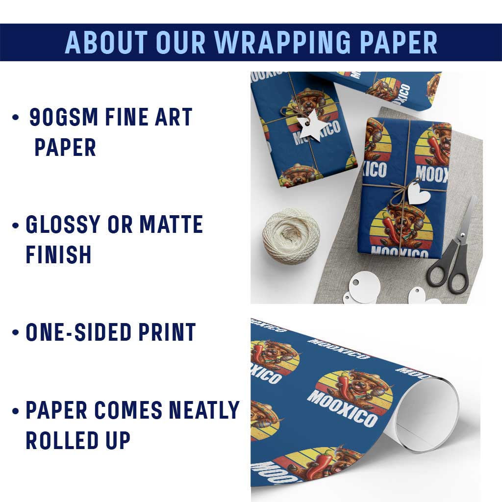 Funny Highland Cow MooXico Wrapping Paper Roll Cinco De Mayo Fiesta Party