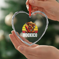 Funny Highland Cow MooXico Heart Crystal Glass Ornament Cinco De Mayo Fiesta Party
