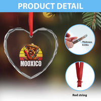 Funny Highland Cow MooXico Heart Crystal Glass Ornament Cinco De Mayo Fiesta Party