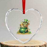Funny Highland Cow St Patricks Day Heart Crystal Glass Ornament Farm Lover Gift