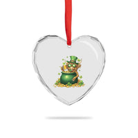 Funny Highland Cow St Patricks Day Heart Crystal Glass Ornament Farm Lover Gift