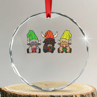 Funny Highland Cow With Kinara And Presents Cultural Pride Gift Crystal Glass Ornament - Wonder Print Shop