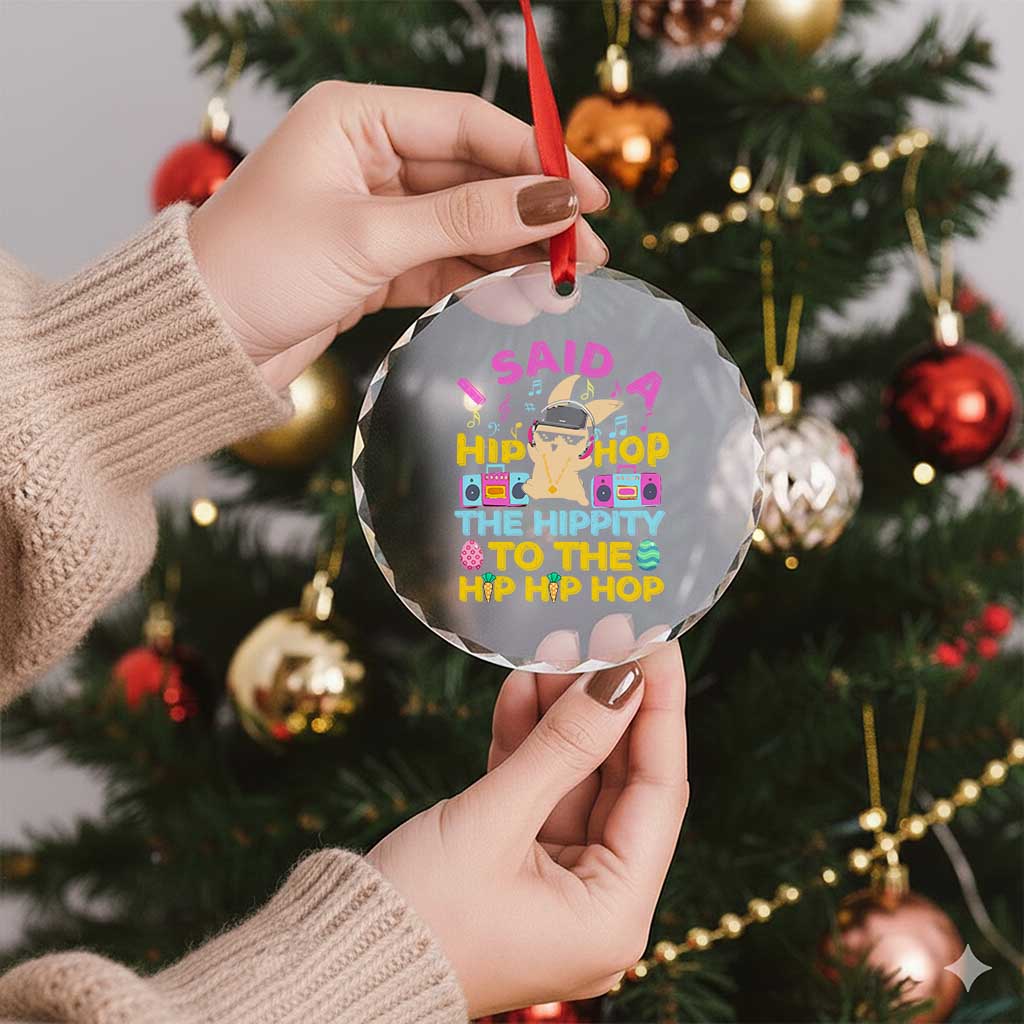 Funny Hip Hop Hippity Easter Bunny Crystal Glass Ornament - Wonder Print Shop