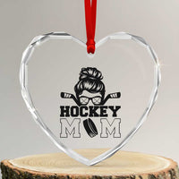 Funny Hockey Mom Quote Heart Crystal Glass Ornament Gift For Hockey Lovers - Wonder Print Shop