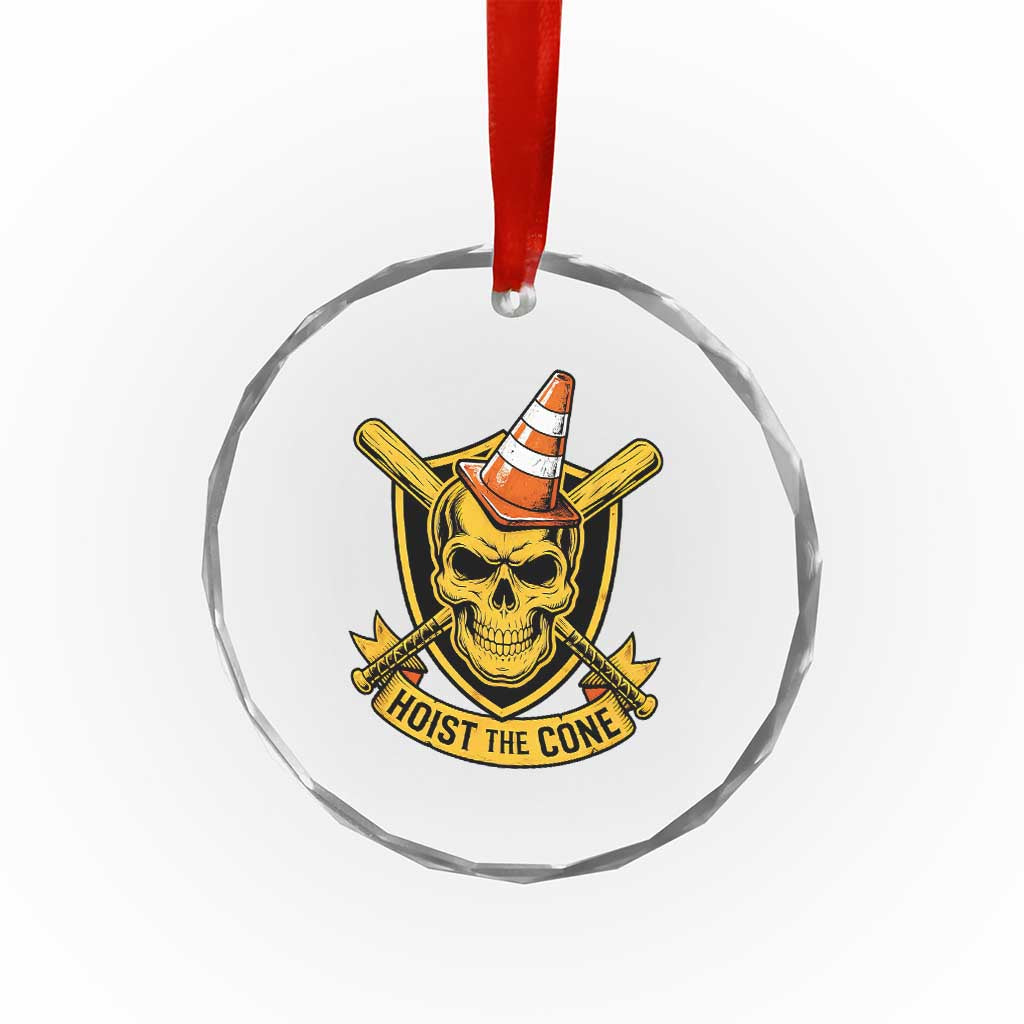 Funny Hoist The Cone Skull Crystal Glass Ornament IYKYK Meme Gritty Victory Celebration Sports Fan