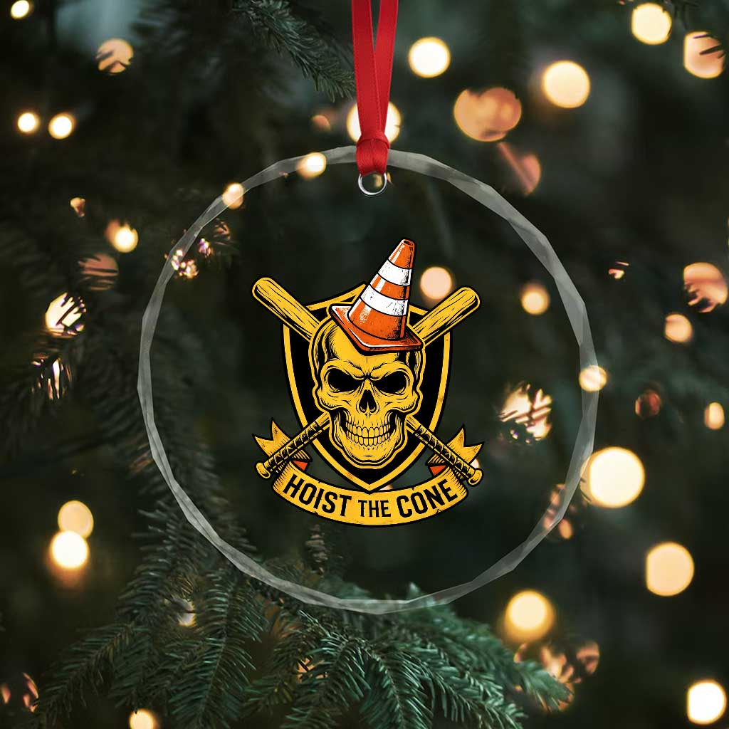 Funny Hoist The Cone Skull Crystal Glass Ornament IYKYK Meme Gritty Victory Celebration Sports Fan