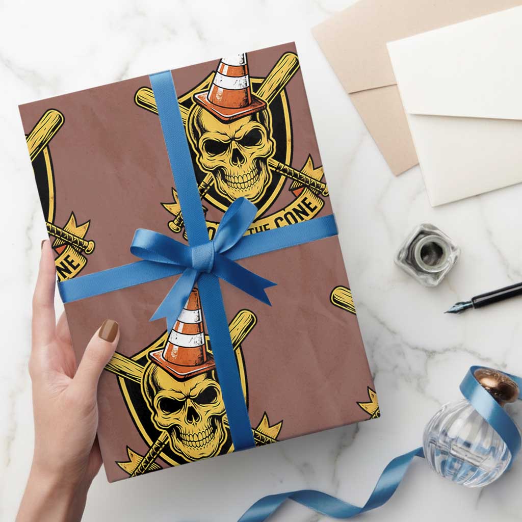 Funny Hoist The Cone Skull Wrapping Paper Roll IYKYK Meme Gritty Victory Celebration Sports Fan