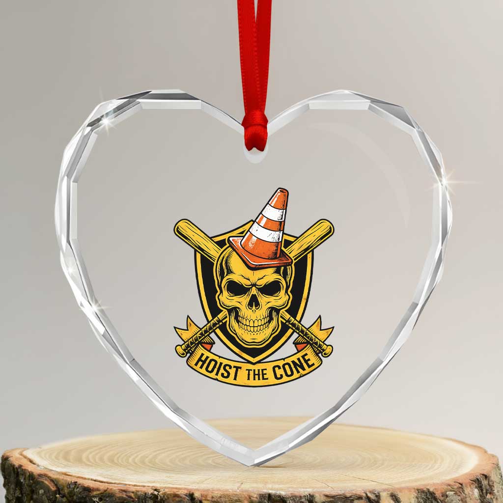 Funny Hoist The Cone Skull Heart Crystal Glass Ornament IYKYK Meme Gritty Victory Celebration Sports Fan