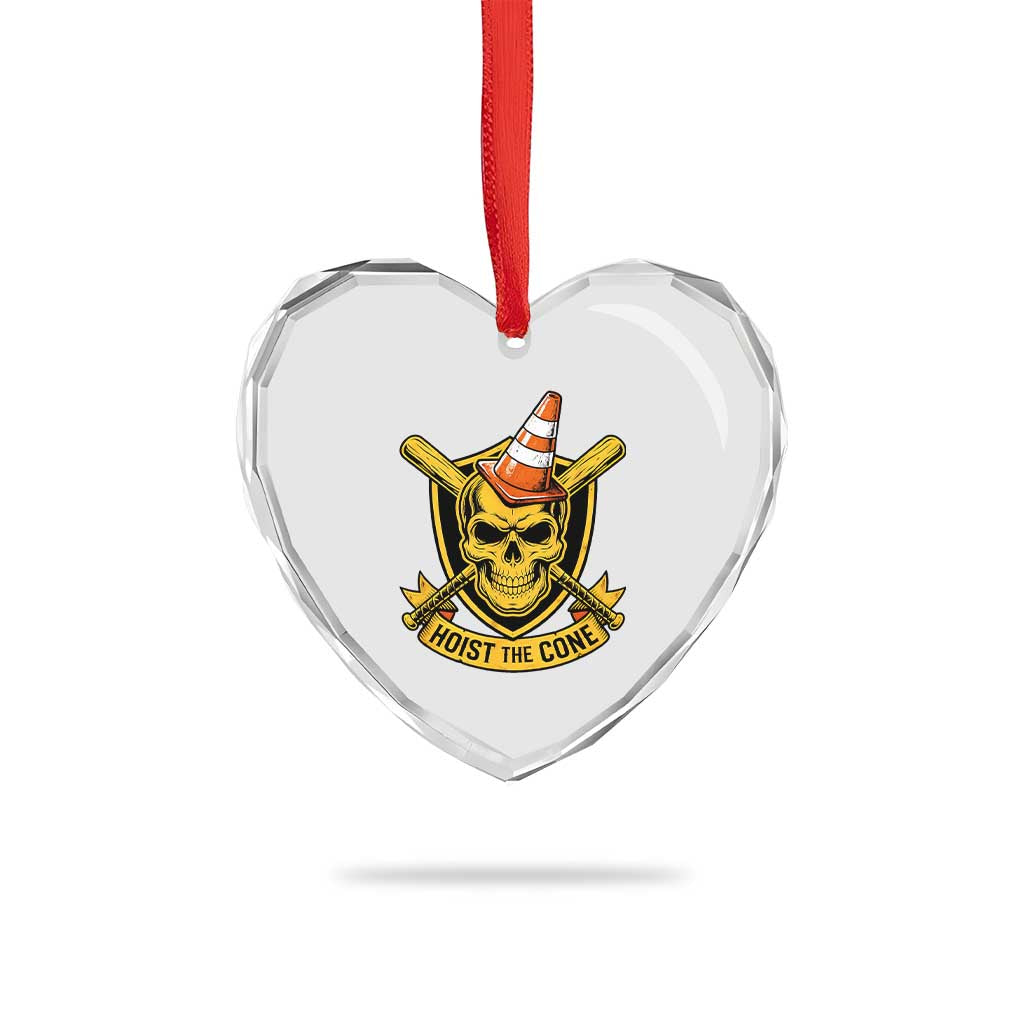 Funny Hoist The Cone Skull Heart Crystal Glass Ornament IYKYK Meme Gritty Victory Celebration Sports Fan