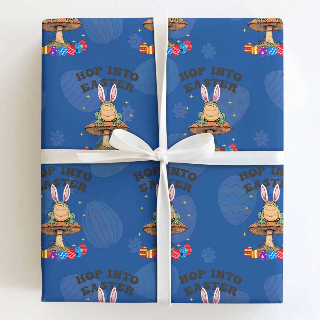 Funny Hop Into Easter Wrapping Paper Roll Easter Day Frog Bunny Egg