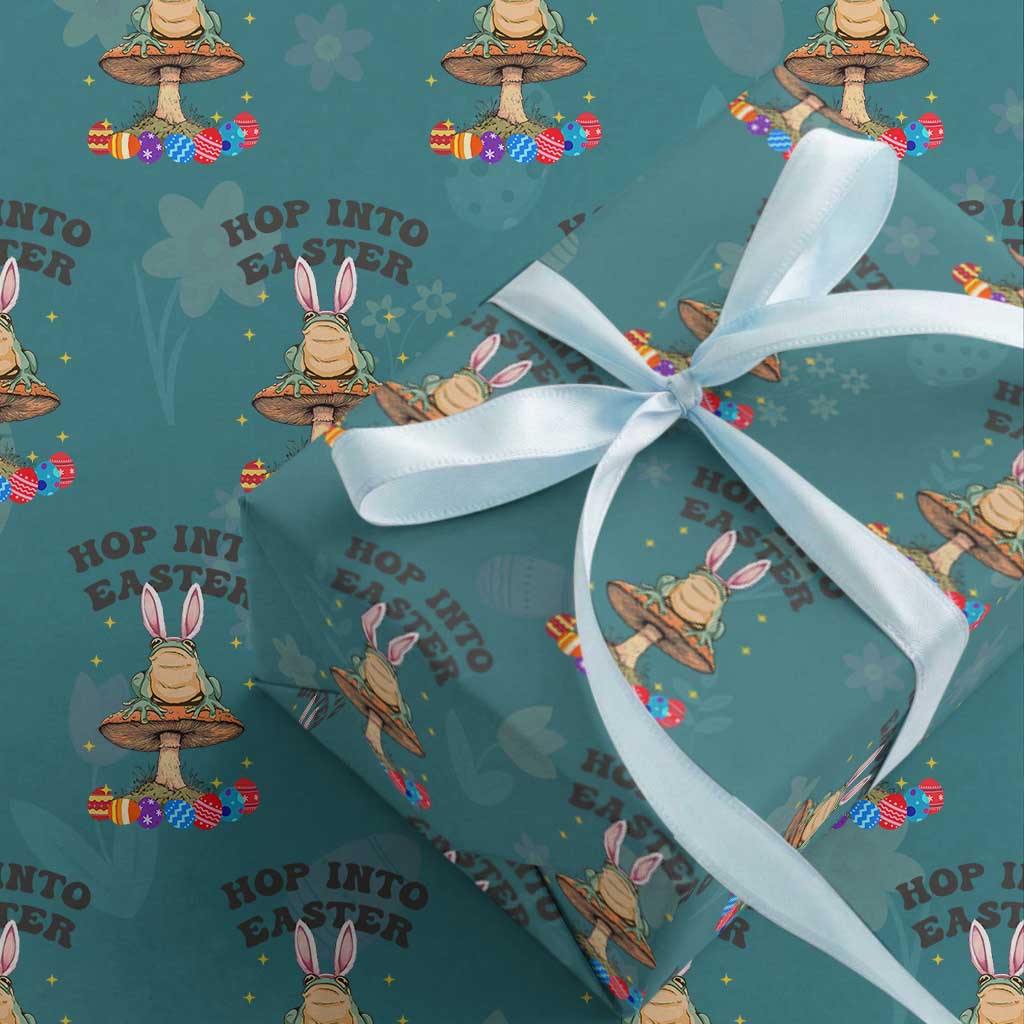 Funny Hop Into Easter Wrapping Paper Roll Easter Day Frog Bunny Egg