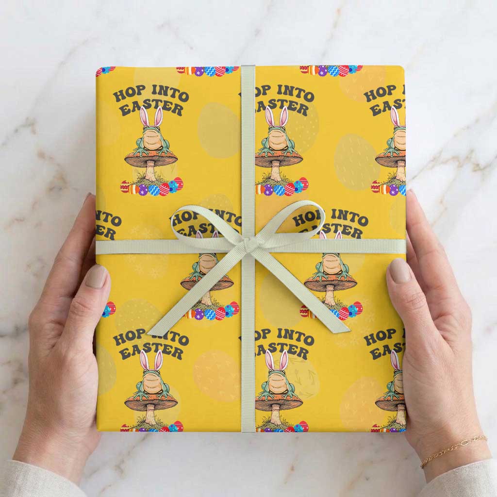 Funny Hop Into Easter Wrapping Paper Roll Easter Day Frog Bunny Egg