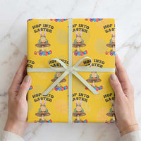 Funny Hop Into Easter Wrapping Paper Roll Easter Day Frog Bunny Egg