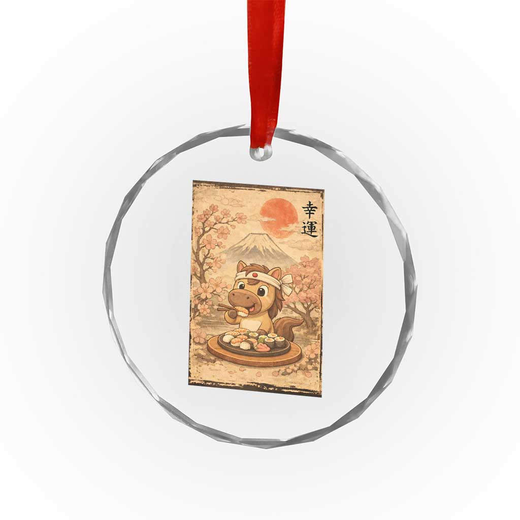 Funny Horse Eating Sushi Crystal Glass Ornament Japanese Noodle Lover - Wonder Print Shop