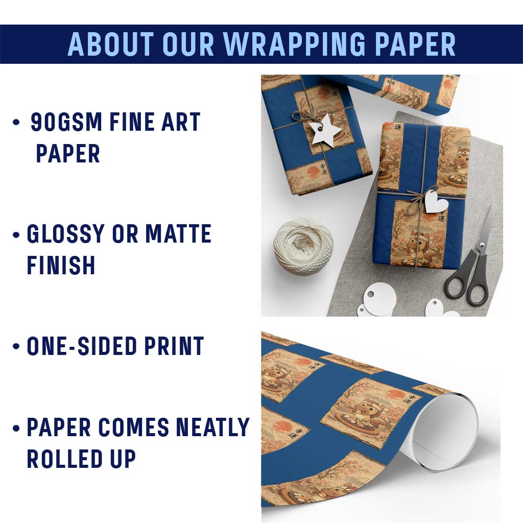Funny Horse Eating Sushi Wrapping Paper Roll Japanese Noodle Lover - Wonder Print Shop