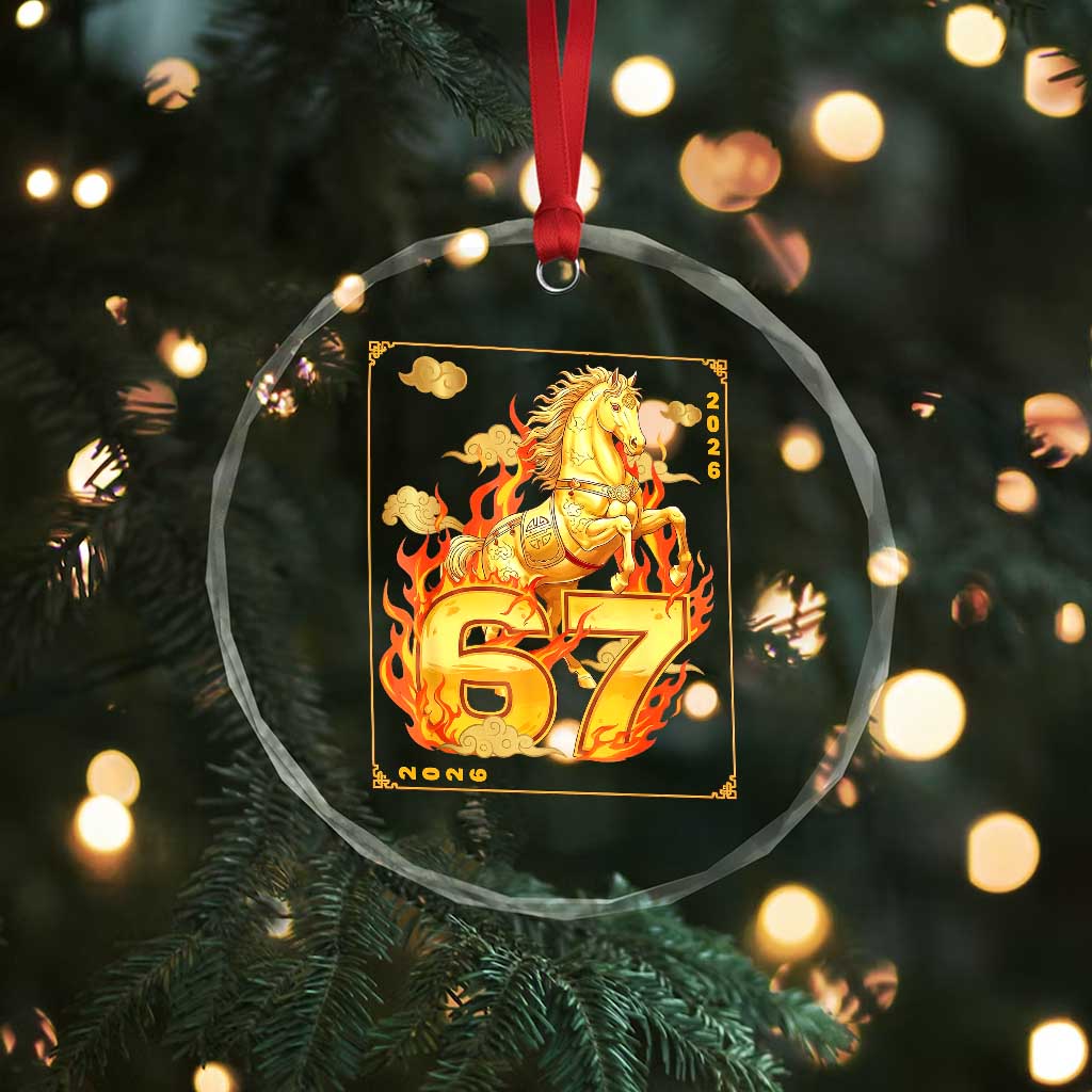 Funny Horse Six Seven Meme Crystal Glass Ornament Happy Lunar New Year - Wonder Print Shop