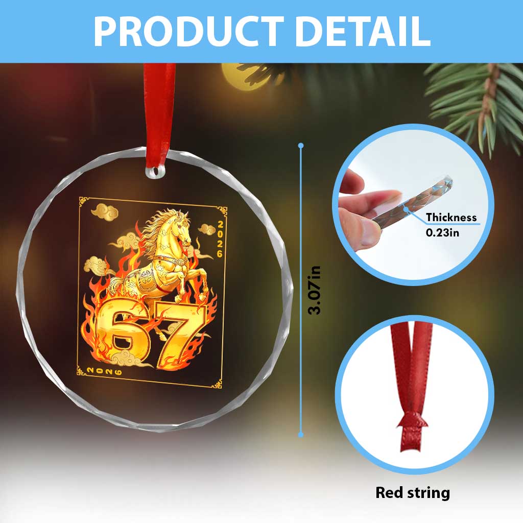 Funny Horse Six Seven Meme Crystal Glass Ornament Happy Lunar New Year - Wonder Print Shop