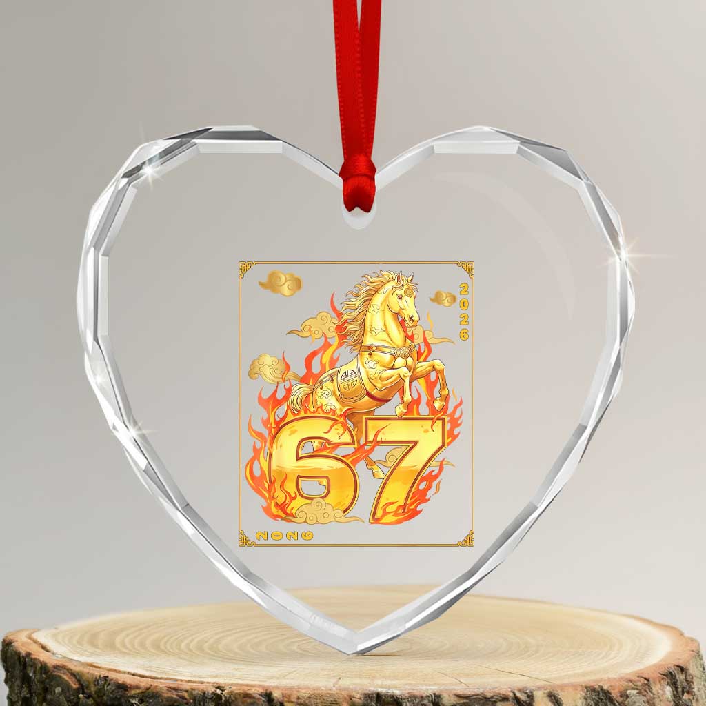 Funny Horse Six Seven Meme Heart Crystal Glass Ornament Happy Lunar New Year - Wonder Print Shop
