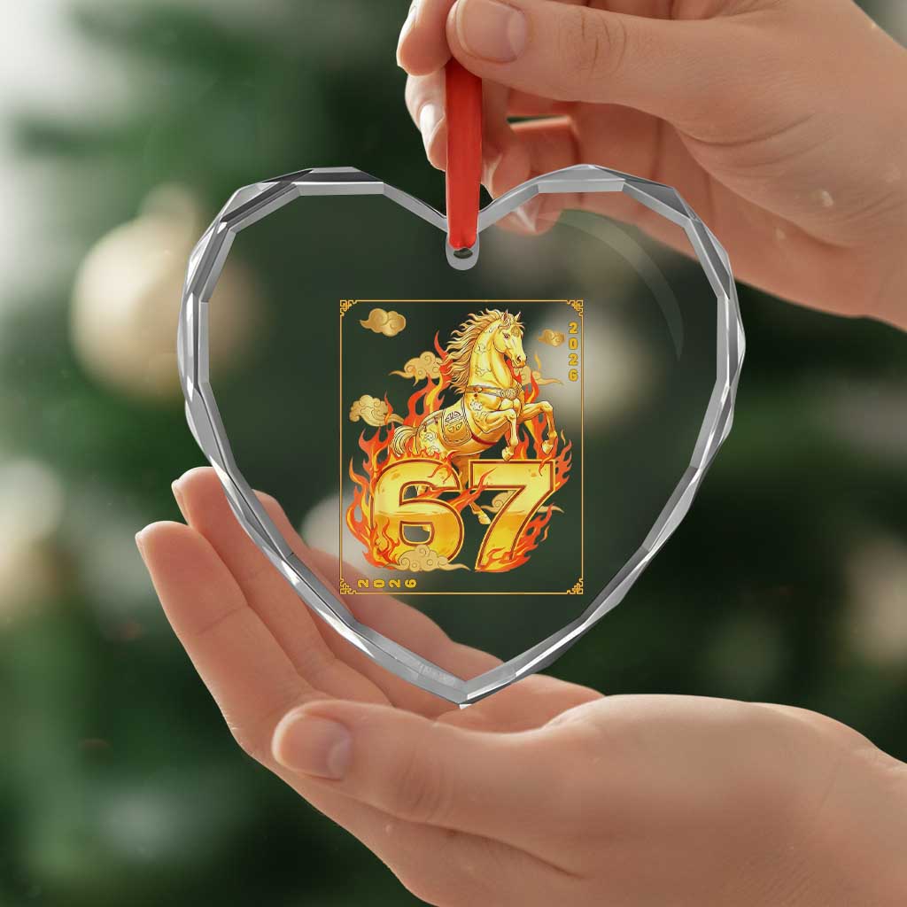Funny Horse Six Seven Meme Heart Crystal Glass Ornament Happy Lunar New Year - Wonder Print Shop