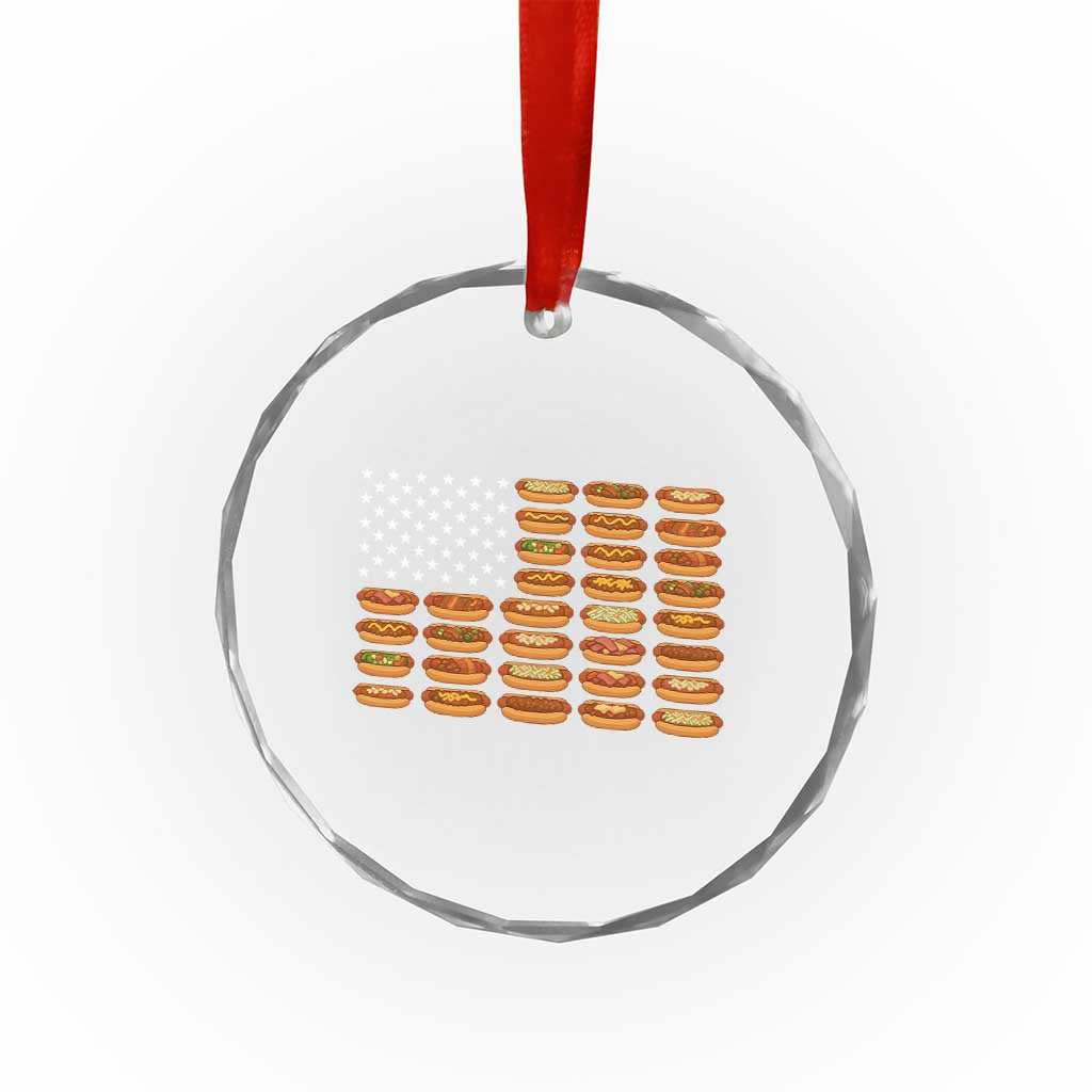 Funny Hot Dog American Flag Crystal Glass Ornament Patriotic USA 4th of July Summer BBQ Party - Wonder Print Shop