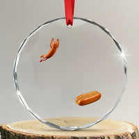 Funny Hot Dog Crystal Glass Ornament Hotdog Jumping Into Bun Sausage BBQ Grilling High Dive