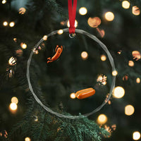 Funny Hot Dog Crystal Glass Ornament Hotdog Jumping Into Bun Sausage BBQ Grilling High Dive