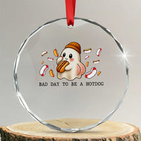 Funny Hot Dog Ghost Halloween Crystal Glass Ornament Bad Day To Be A Hotdog - Wonder Print Shop