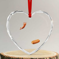Funny Hot Dog Heart Crystal Glass Ornament Hotdog Jumping Into Bun Sausage BBQ Grilling High Dive
