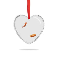 Funny Hot Dog Heart Crystal Glass Ornament Hotdog Jumping Into Bun Sausage BBQ Grilling High Dive