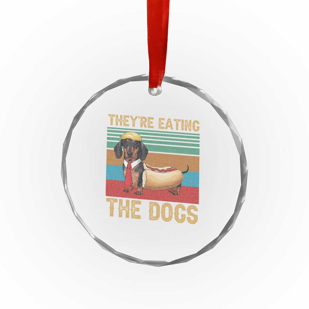 Funny Hot Dog Lover Crystal Glass Ornament They're Eating The Dogs Dachshund TS02