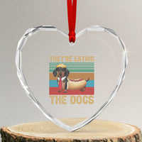 Funny Hot Dog Lover Heart Crystal Glass Ornament They're Eating The Dogs Dachshund - Wonder Print Shop