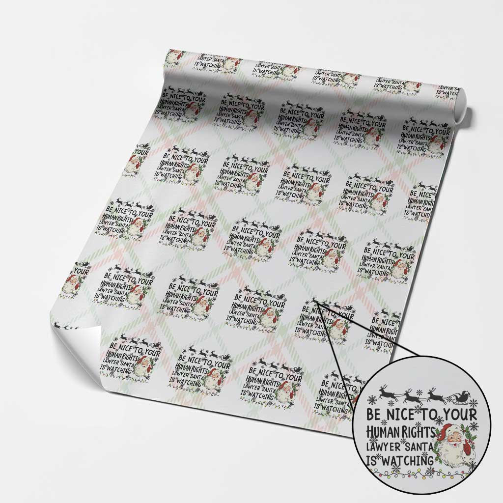 Funny Human Rights Lawyer Christmas Santa Is Watching Gift Wrapping Paper Roll - Wonder Print Shop