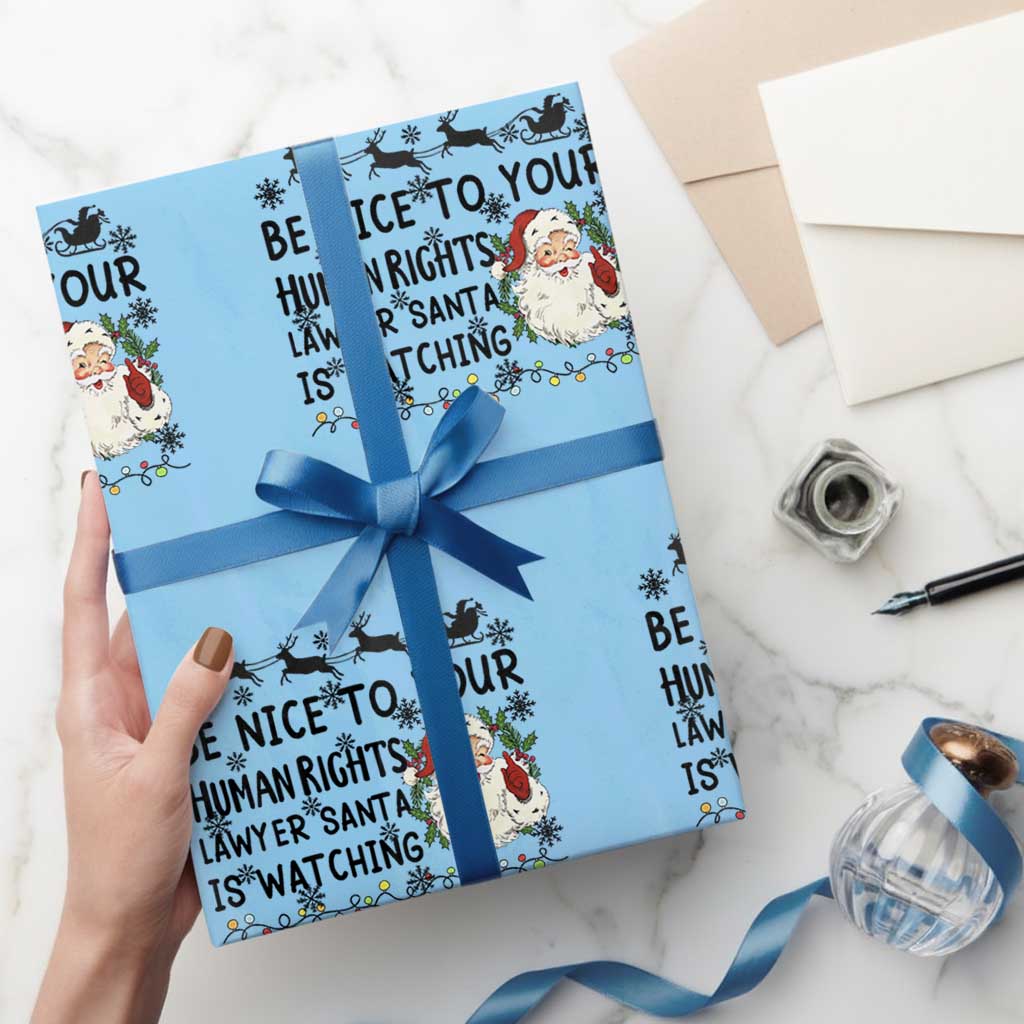 Funny Human Rights Lawyer Christmas Santa Is Watching Gift Wrapping Paper Roll - Wonder Print Shop