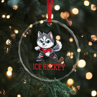 Funny Husky Playing Ice Hockey Crystal Glass Ornament Gift For Dog Lovers - Wonder Print Shop