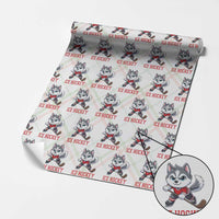 Funny Husky Playing Ice Hockey Wrapping Paper Roll Gift For Dog Lovers - Wonder Print Shop