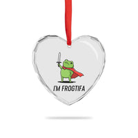 Funny Huzzah Frog Heart Crystal Glass Ornament Im Frogtifa Knight Resist Protest - Wonder Print Shop