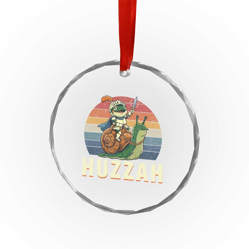 Funny Huzzah Frog Meme Crystal Glass Ornament Medieval Knight With Sword Graphic